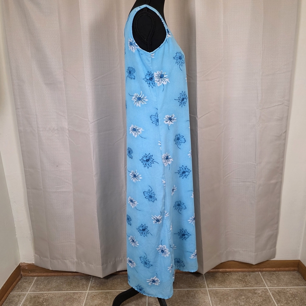 Mix Nouveau Blue Floral Maxi Dress Petite 4P Sleeveless Lined Summer Dress - Picture 2 of 10